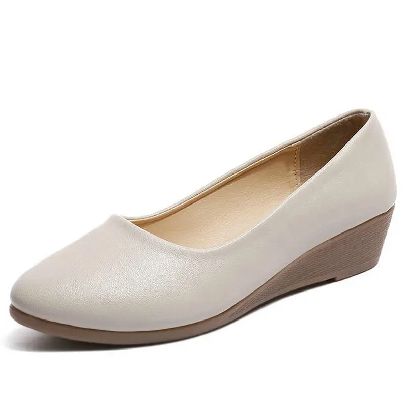 High Quality Spring Summer Women Shoes Sneakers Leather Slip On Loafers Wedge Heel Comfort Casual Shoes Women's Footwear Shoes