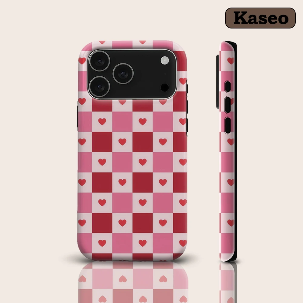 

Heart Plaid Sweetness IPhone17 Must-Haves Phone Case for IPhone 17 16 15 14 13 12 Pro Max Plus Single Double-layer Tough Case