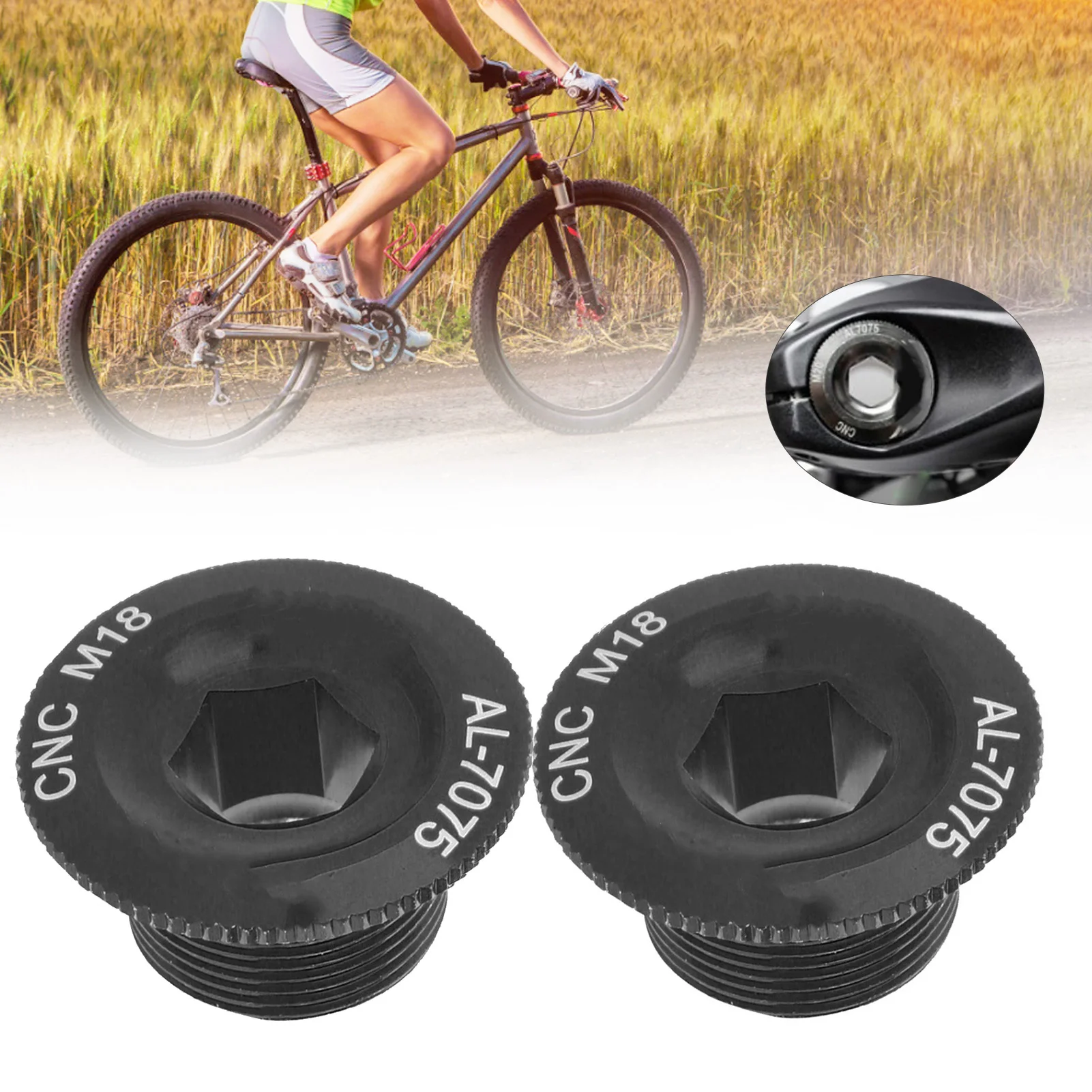 

2Pcs Bike Crank Cover Screw M18 Mountain Bike Crank Arm Fixing Bolts Bicycle Aluminum Alloy Crank Cover Screw Cap Accessories