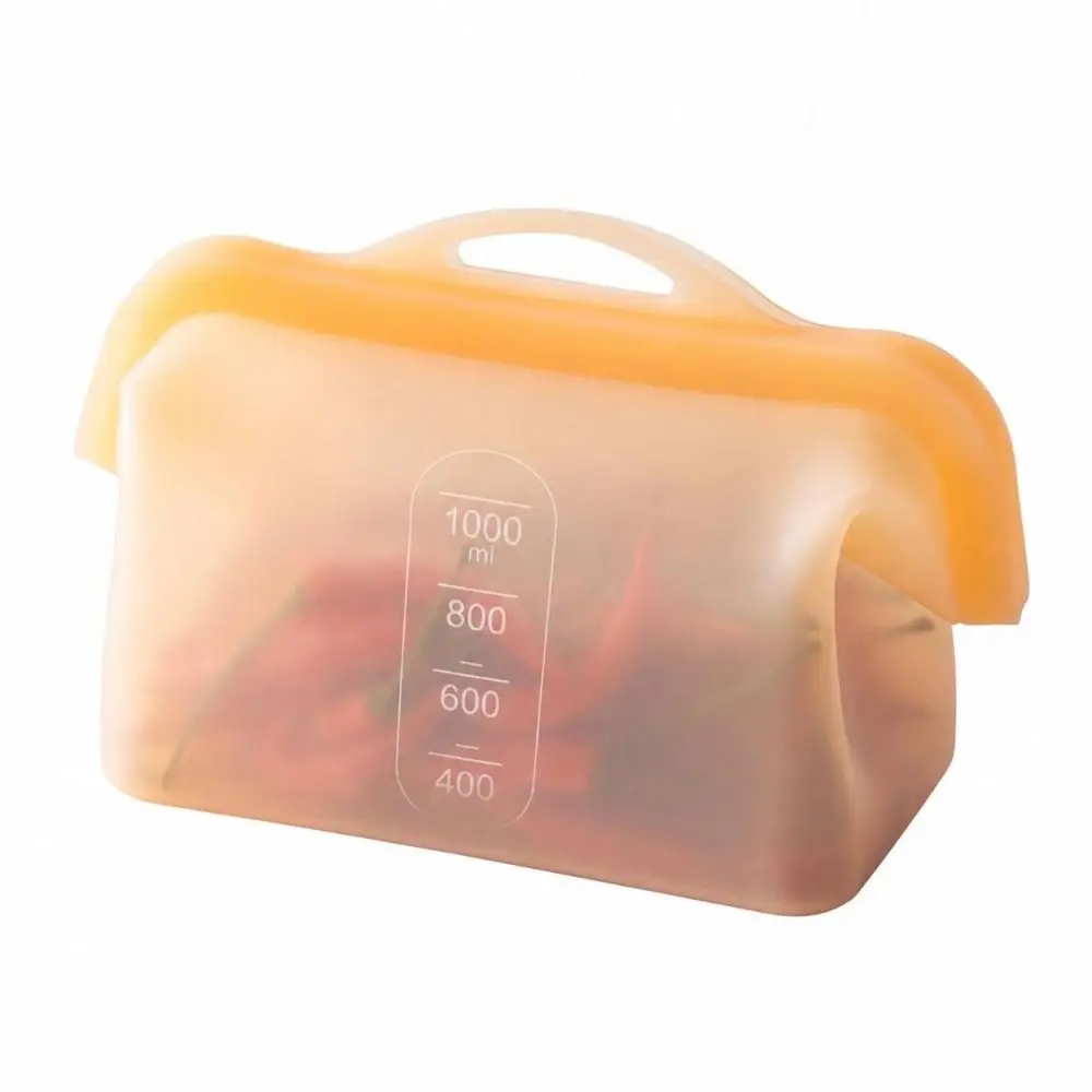 With Handle 1000ML Silicone Fresh-keeping Bag Odor-Proof Leak-Proof Upright Freezer Bags Large Open Multipurpose