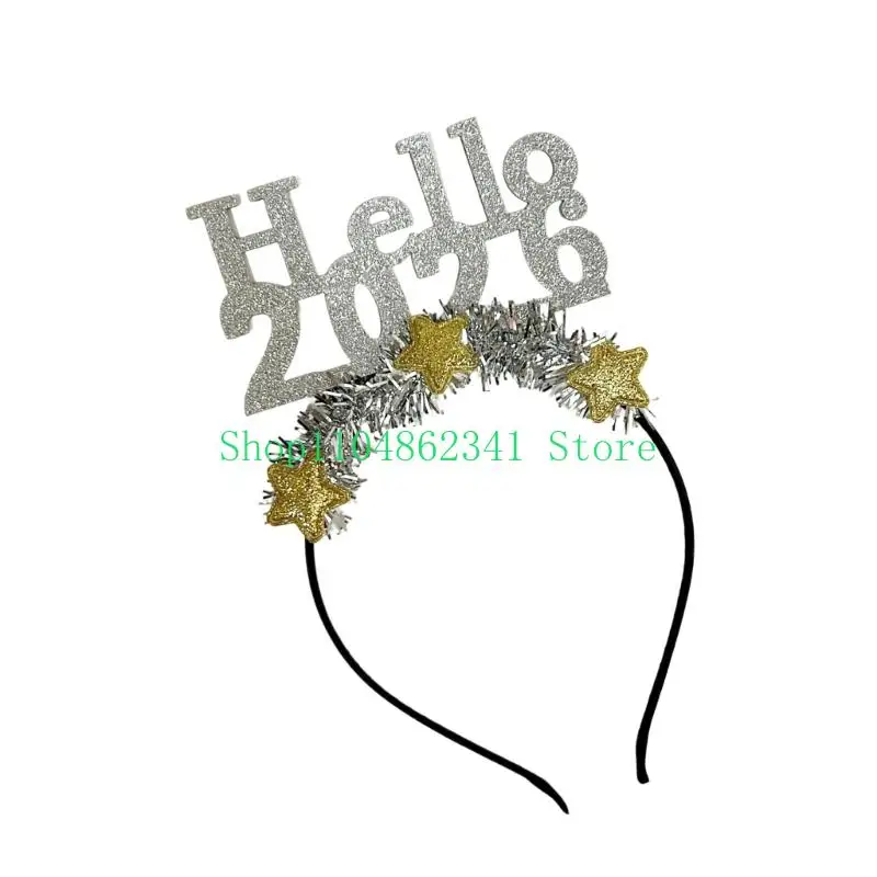 5ASD يتلألأ في العام الجديد عصابات رأس 2026 Glitters Stars Hairband Night Party Essential