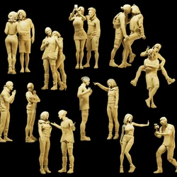 3D Print 1/64 1/43 1/35 Couple's Daily Life Boy Girl Miniatures Model Figurine Mini Doll Creative Scene Prop Display Decoration