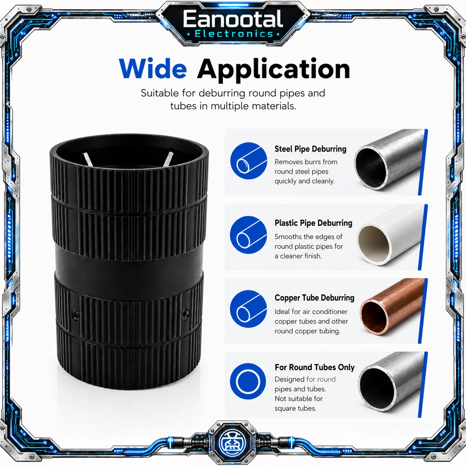 Pipe Deburring Tool Metal Tube Reamer Round Pipe Edge Trimmer for Steel Plastic Copper Air Conditioner Tubing