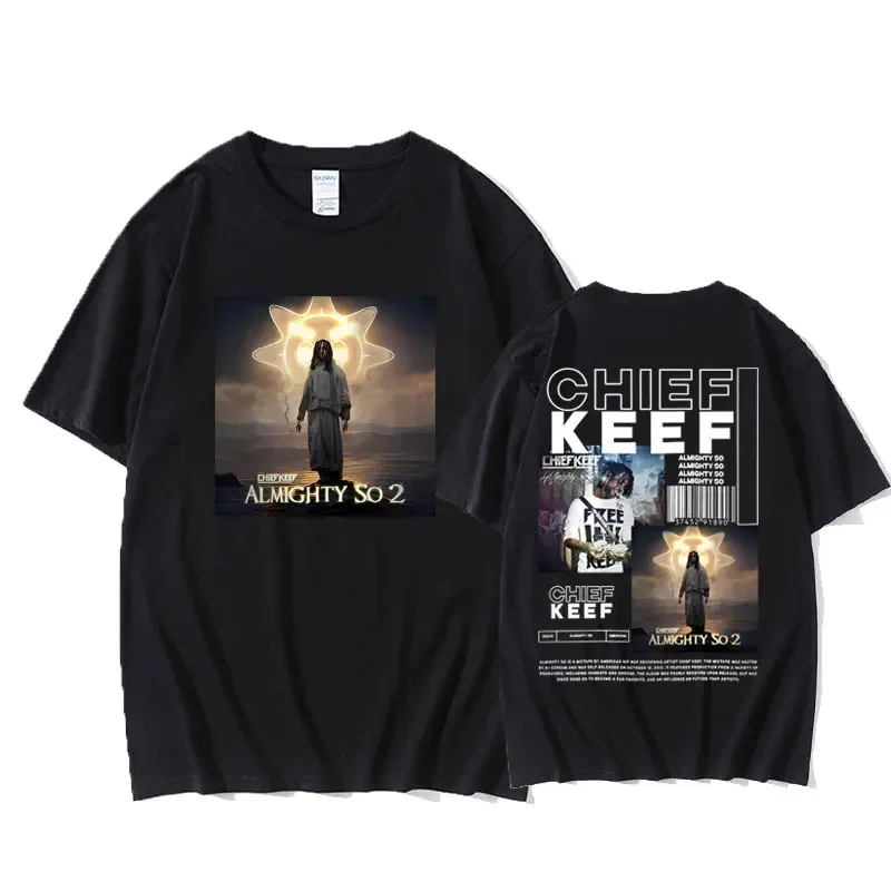 Rapper Chief Keef Men's Vintage Trend Streetwear Almighty So Double Sided Print T-shirt Men Women Hip Hop Casual Loose Tshirt