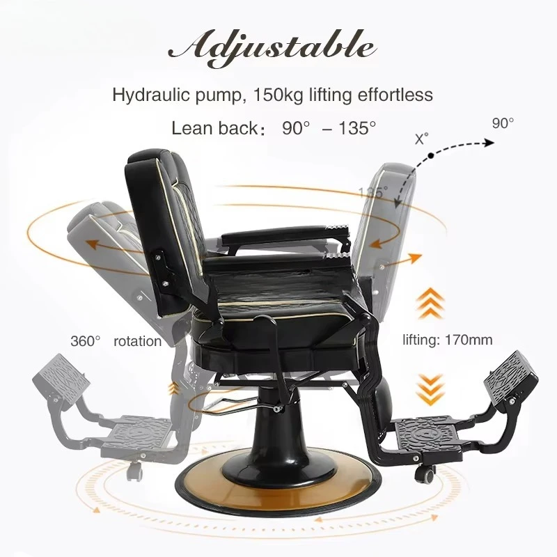 Wholesale Reclining Hydraulic Pump Barber Chairs Hair Salon Styling Chair Retro Antique Hairdressing Chair