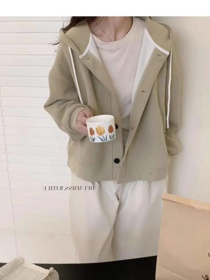 

Симпатичные толстовки с капюшоном Y2K, женские леопардовые принты, контрастные контрастные цвета, хаки, с напуском, рождественская верхняя одежда, толстовки с отложным воротником, Cleanfit