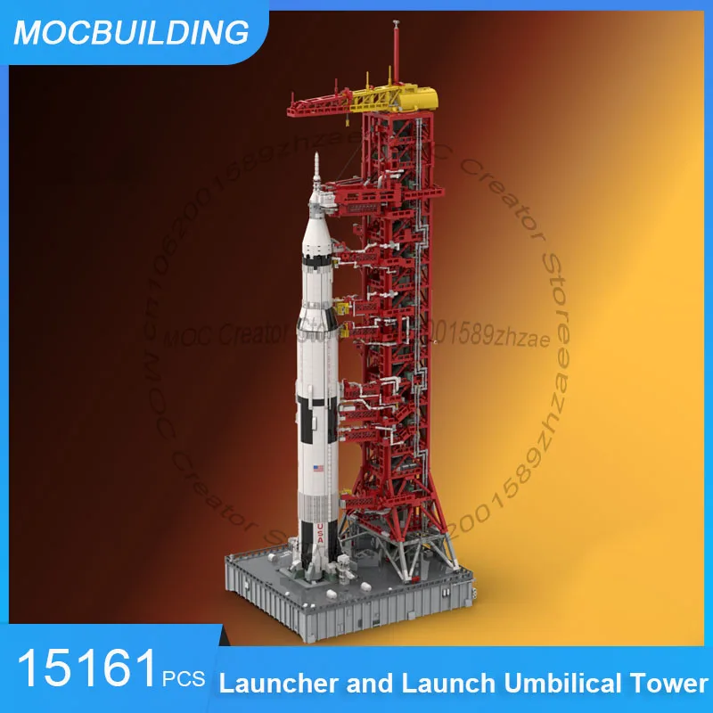 

MOC Building Blocks 1:110 Scale Model Saturn V Mobile Launcher and Launch Umbilical Tower Assembled Bricks Toys Gifts 15161PCS