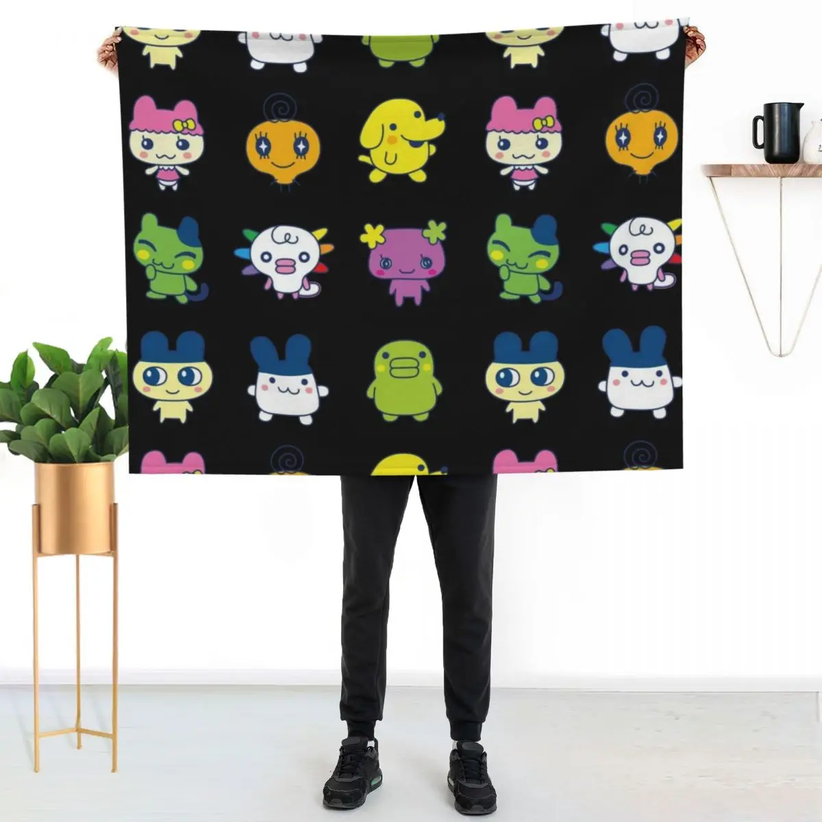 

Tamagotchi Set Large Throw Blanket Anti Shedding Soft Fuzzy Blanket for Home
