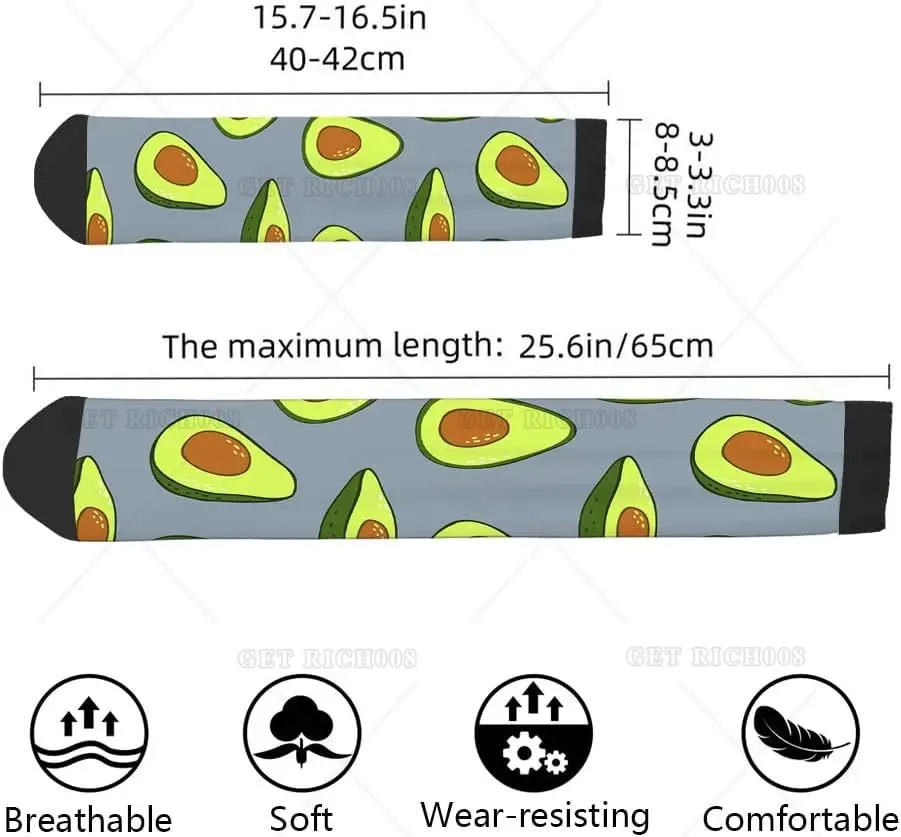 Avocados Socks Cute Novelty Casual Crew Socks Contrast Color Design for Women Men Gift