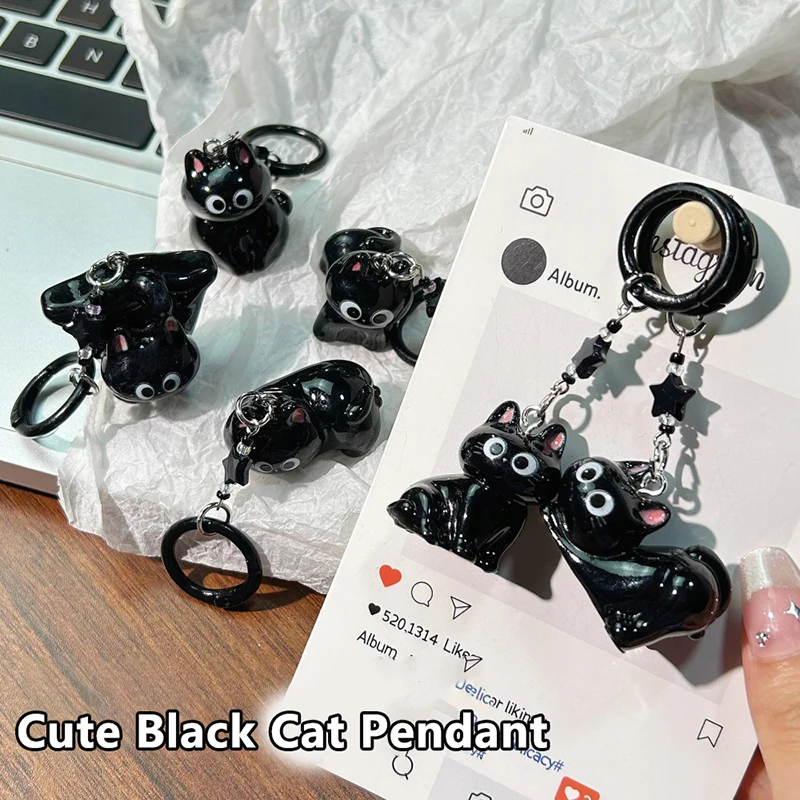 

Black Cat Pendant Pendant Q Cute Big-eyed Cat Star Keychain Cartoon Girlfriend Small Gift Bag Accessories