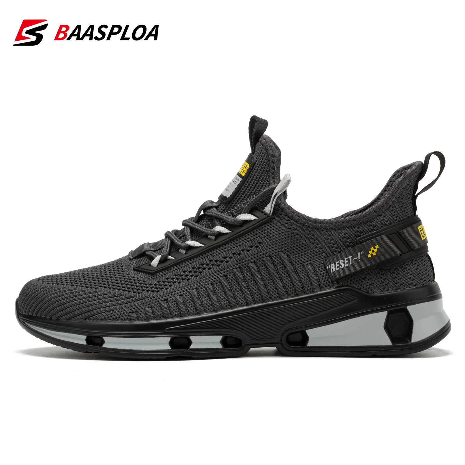 Baasploa Men\'s New Casual Knit Sneakers Lightweight Fashion Running Shoes Anti-Slip Shock-Absorbing Male Walking Tenis Shoes