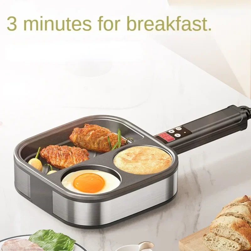 220V 3 in 1 Breakfast Machine Egg Frying Pan Non-stick Beef Fry Pan Egg Burger Cooker Home Electric Skillets