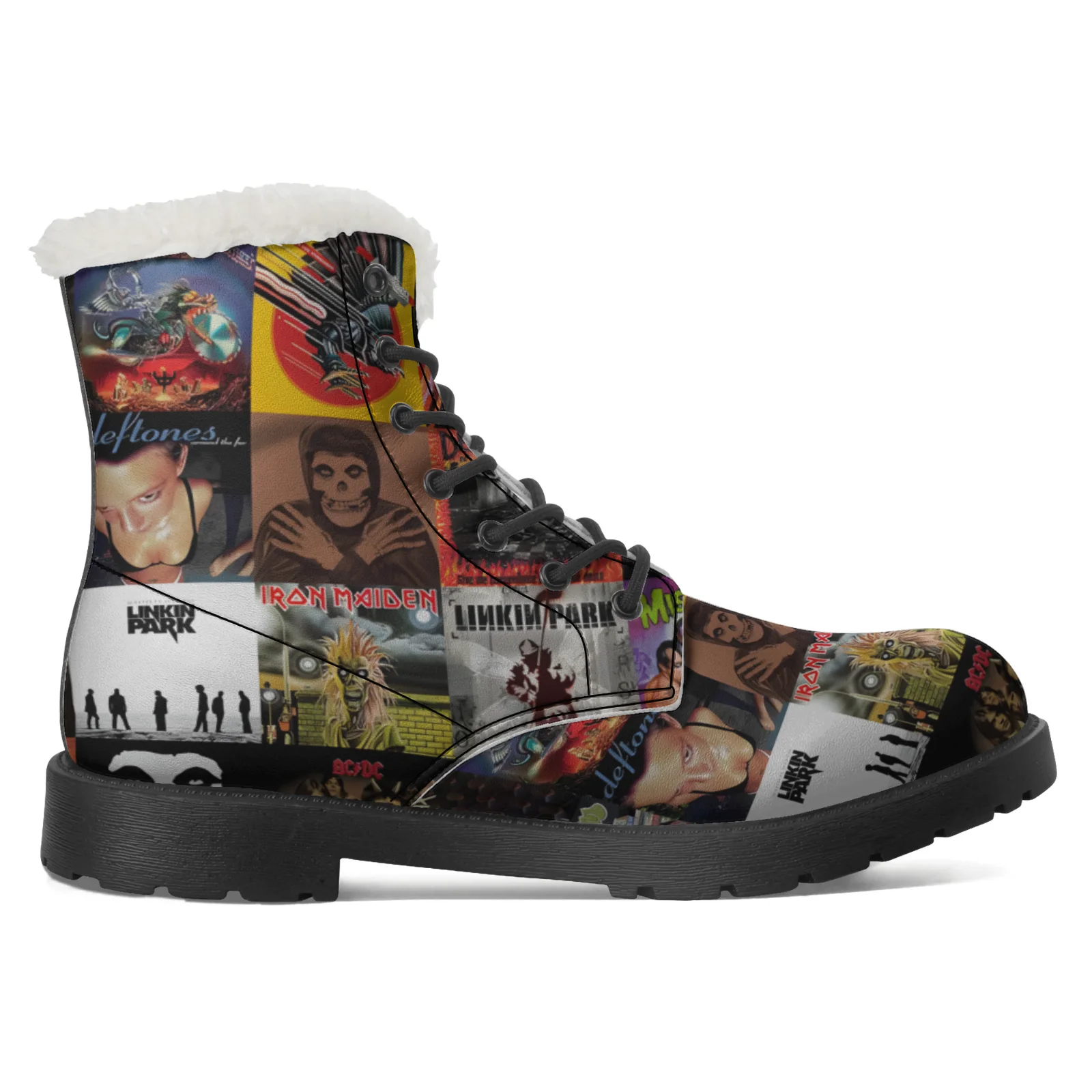 Плюшевые сапоги с забавным рисунком плаката, мужские и женские подростковые туфли в стиле хип-хоп, зимние коньки, зимние ботинки, уличные теплые высокие сапоги EU35-48