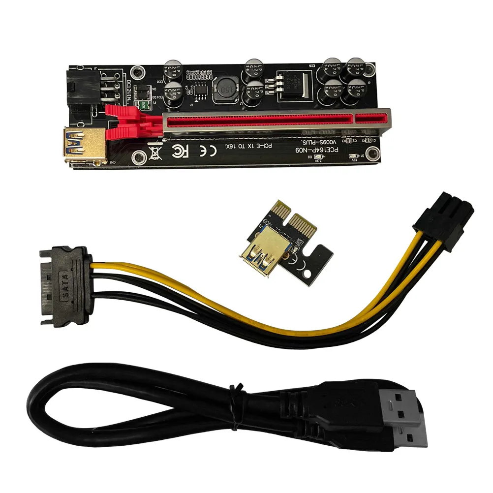 

6Sets Pci- Riser Card GPU Extender 1X to 16X Adapter with 6-Pin Connector Gold Plated Contacts Aluminum Housing Secure