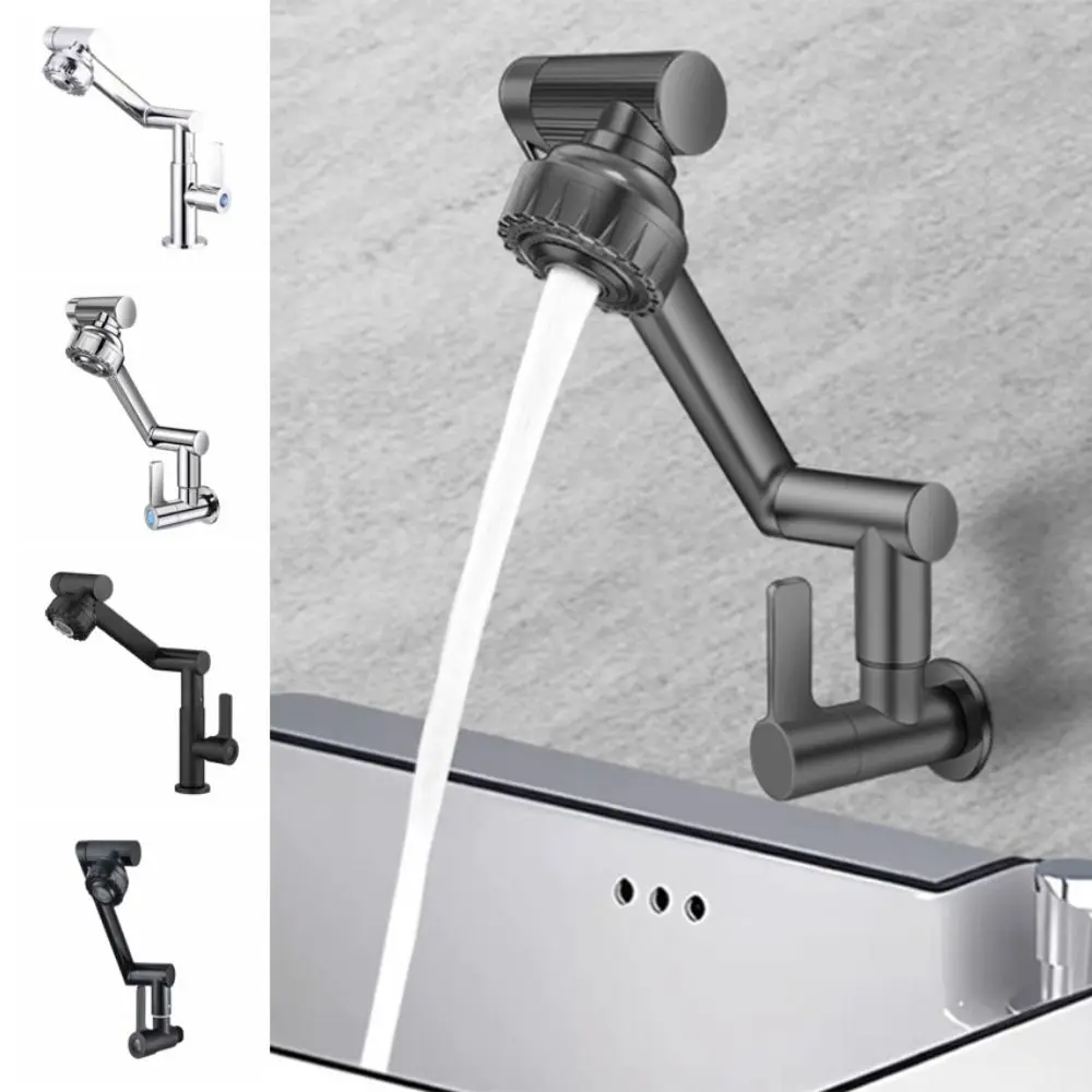 

360° Rotating Robotic Arm Faucet Adjustable Flexible 360°Rotating Bibcock Hot and Cold Water High Pressure