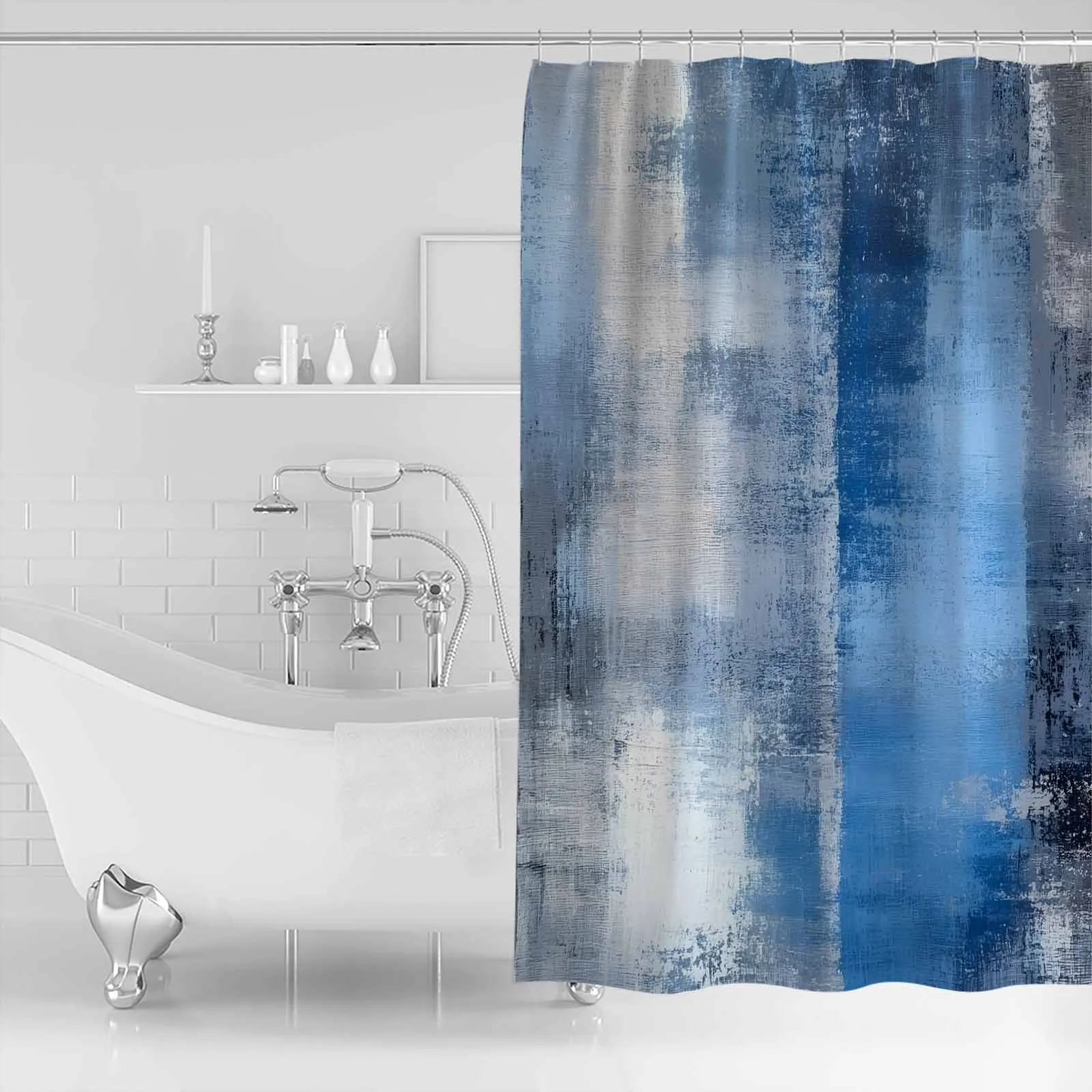 

Blue Abstract Art Shower Waterproof Polyester Bath Curtain Home Decoration Bathroom Accessory Curtain