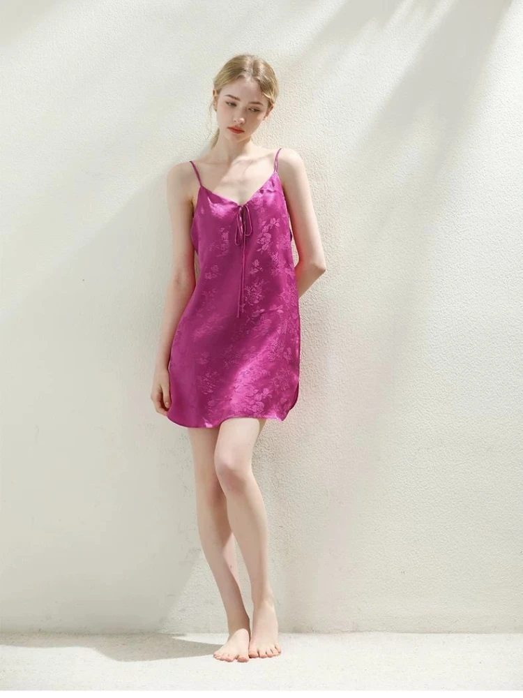 150kg Plus Size Luxury V-neck Sexy Suspender Nightgown Women's Summer Jacquard Satin Backless Pajamas Dress Loose Loungewear