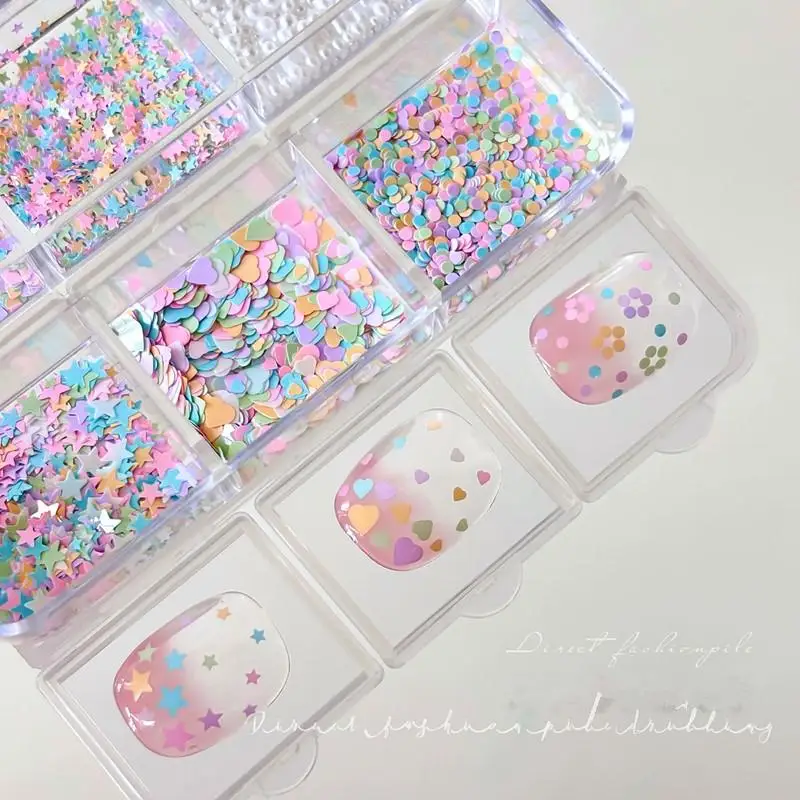 White Pearl Nail Art Decor 3D Mixed Colored Sequin and White Rhinestones Manicure Set for DIY Nail Design Salon Use