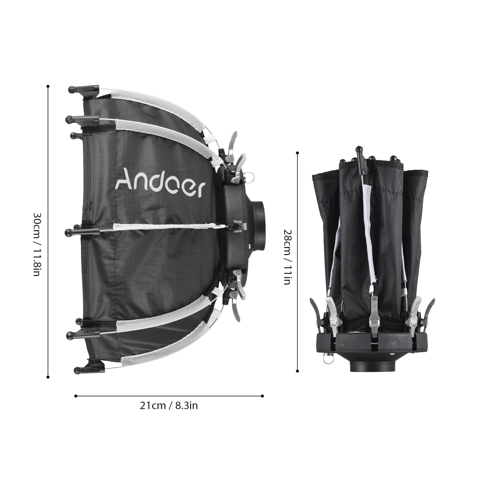 Andoer 30cm/ 11.8in Mini Octagonal Softbox with Removeable Diffuser Cloth Honeycomb Grid for Andoer COB Video Light Mini Softbox