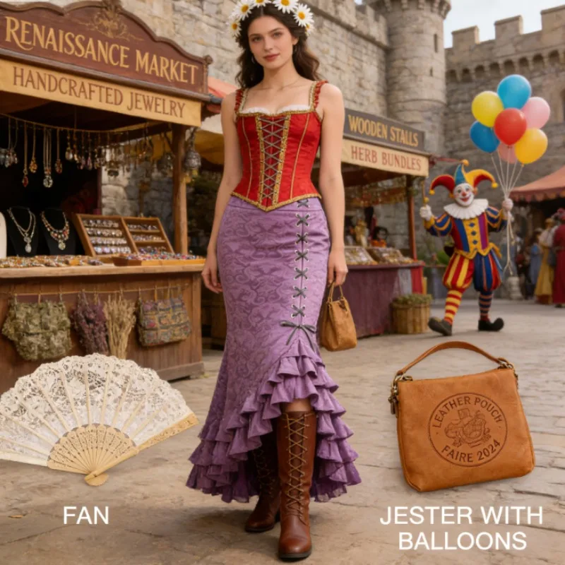 Steampunk gótico jacquard cauda de peixe saia vitoriana elegante saia longa para performance de dança