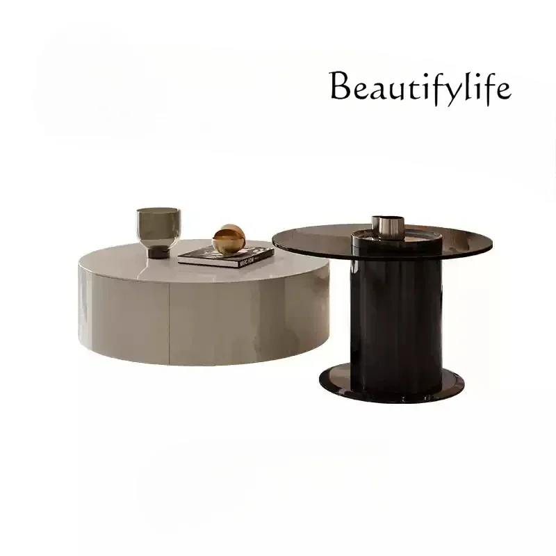 F Italian Light Luxury Round Coffee Table Size TV Cabinet Combination Modern Simple And Minimalist Living Room
