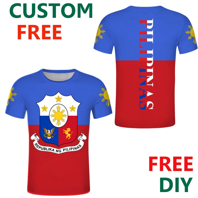 Philippines DIY Free Custom  Print Name T Shirt Filipino Nation Flag Republic Print Jersey Breathable quick-drying T-shirt