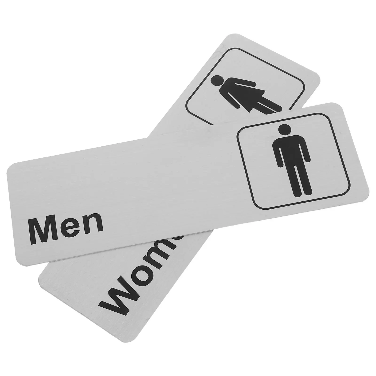 2pcs Aluminum Bathroom Signs Men Women Toilet Door Plates Wall Stickers For Office Public Restroom Washroom Metal