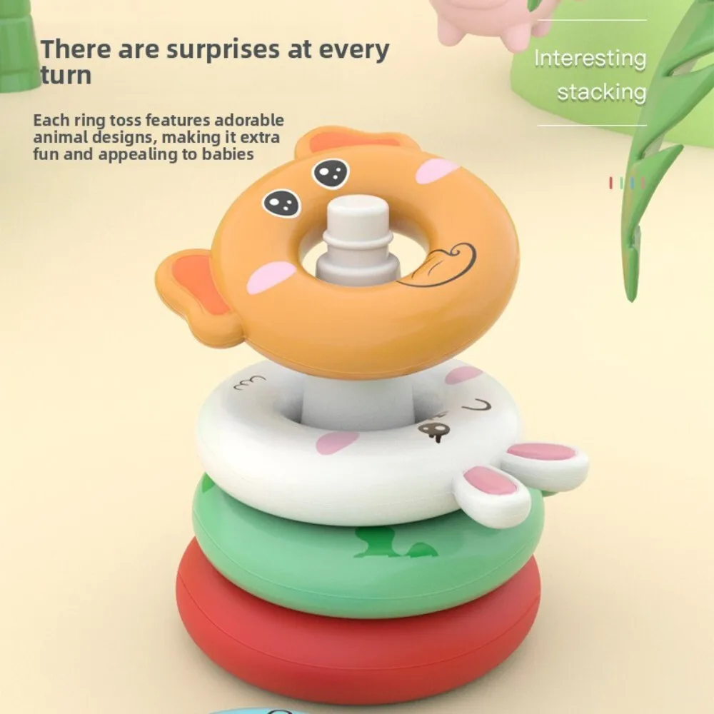 Stacking Rainbow Tower Ring Toy for 6 to 12 Months Baby Toddler Early Education Developmental Playtime Wooden Inspired