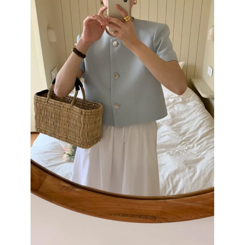 

Chic round Neck Versatile Single Button Small Fragrance Style Top Coat Korean Style Spring Autumn Winter Women's Sweater