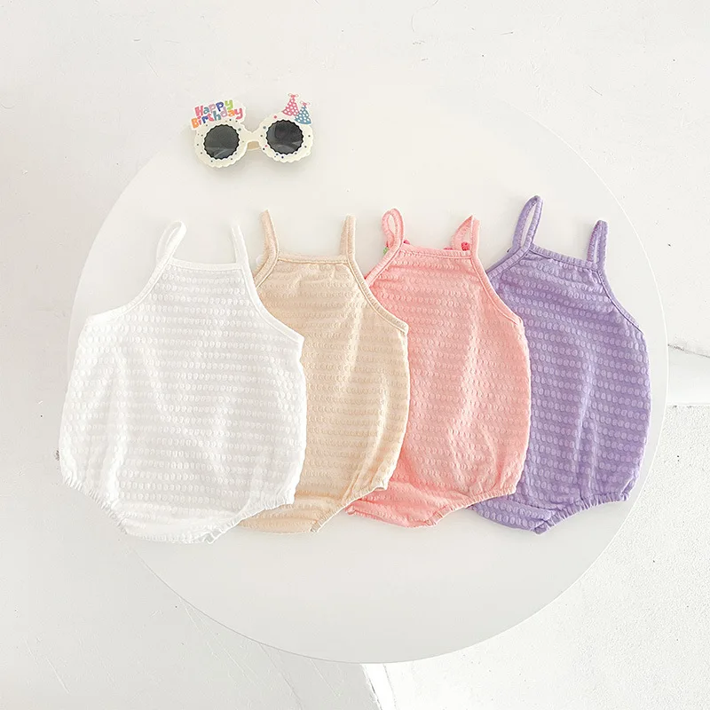 2024 New Summer Baby Girls Sweet Camisole Bodysuit Newborn Sleeveless Jumpsuit Toddler Cute One Piece