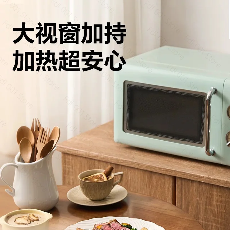 Classic Retro Turntable Microwave Oven 20L Compact Auto Defrost Kitchen