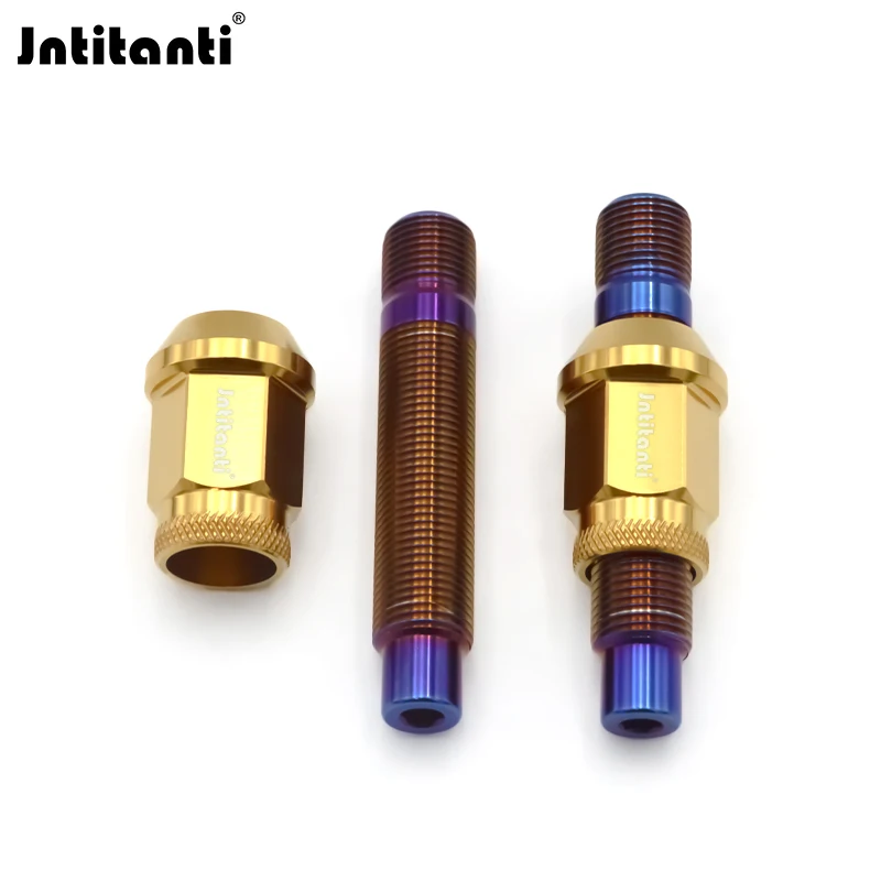 Jntitanti Gr.5 Titanium Ti-6Al-4V Wheel Stud Convertion M14x1.5mm Wheel Bolts to Conical Seat Knurled Gr.5 Titanium Lug Nut