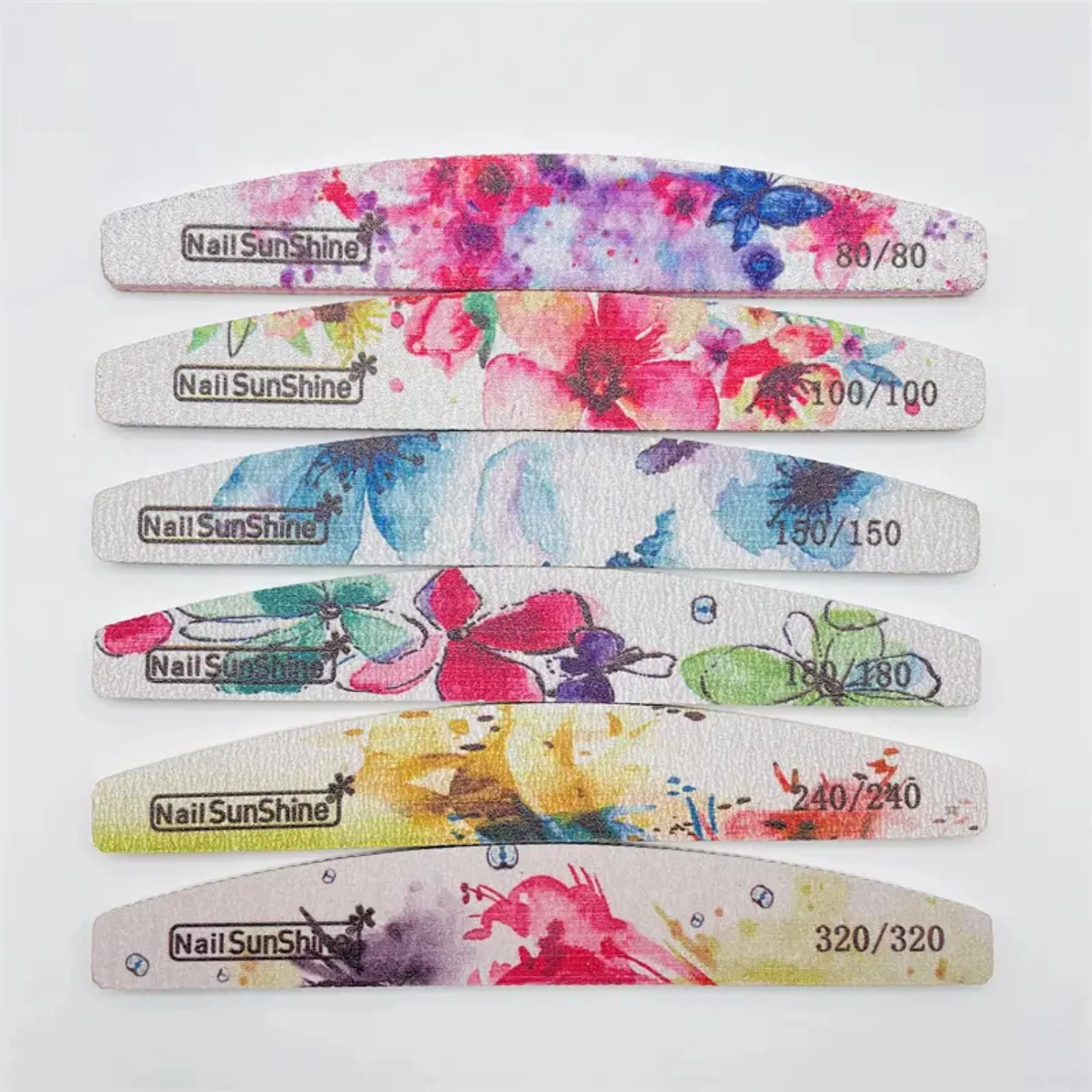 Professional 6-Piece Nail Files and Buffers Set with Various Grits and Flower Pattern Emery Board - Ideal for Home and Salon Man