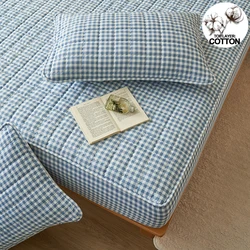 High-Quality Quilted Plaid Mattress Cover,Mattress Protector,- Antibacterial, Breathable,Comfortable for Fresh Sleep Experience