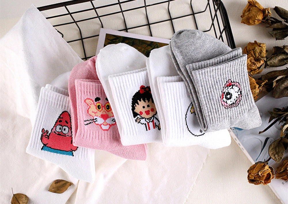 2 Paare/los CRUSH Buchstaben Zwei Streifen Lustige Cartoon Baumwollsocken für Straße Hip Hop Skateboard Sport – Detail 27
