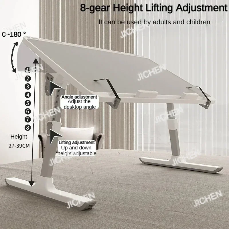 ZH Foldable Lift Laptop Desk With Pen Holder, Gaming Desk With Radiator, Adjustable Reading Table, Bed Table For Breakfast Study