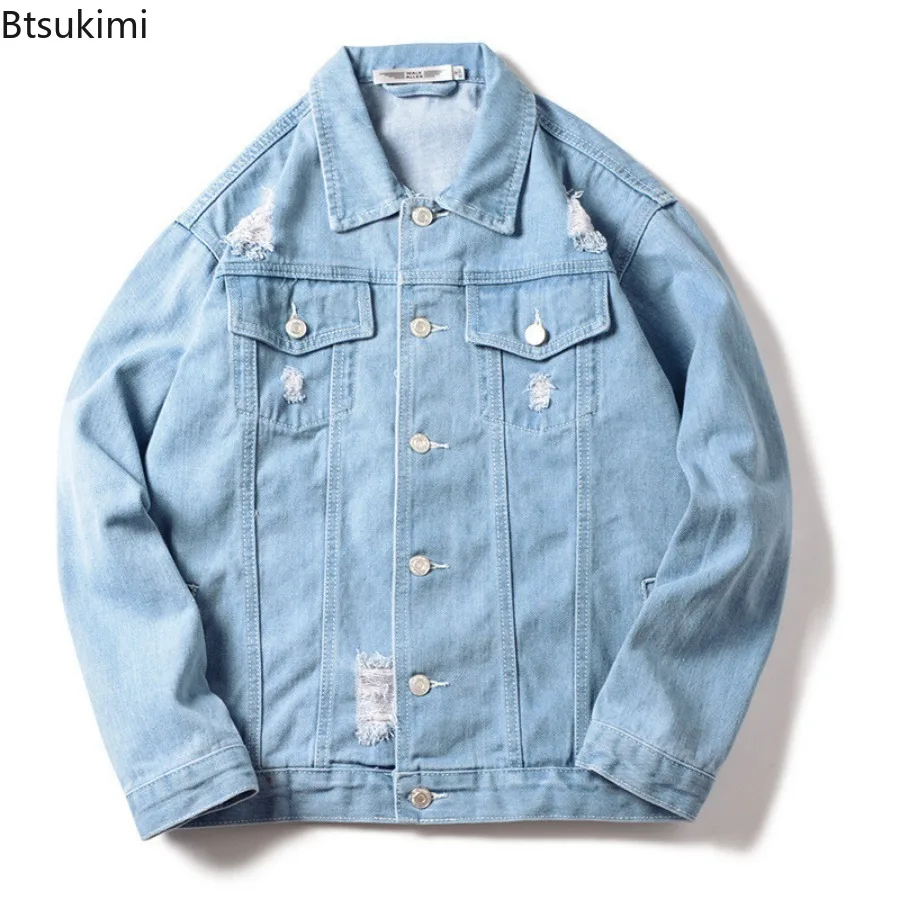 New Men's Vintage Denim Jackets Spring Autumn Handsome Loose Casual Workwear Jacket Fashion High Street Classic Jean Coats Male