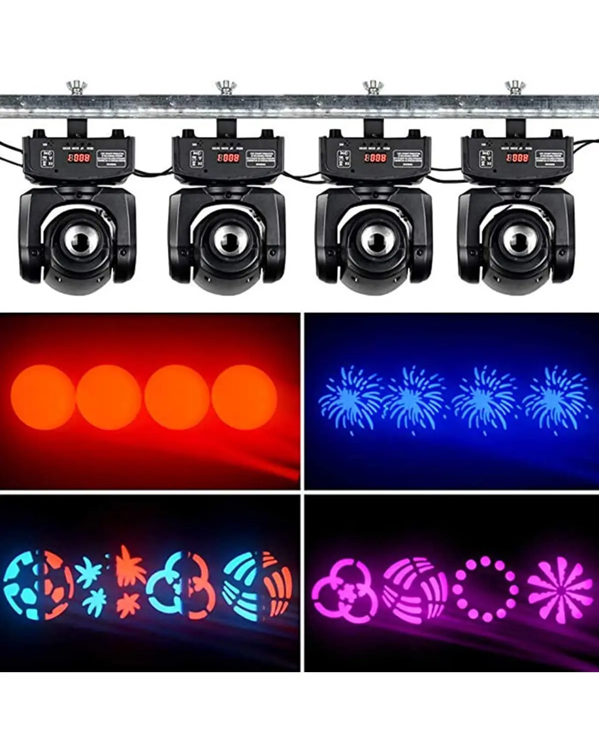 Stage Lights 70W Professional Moving Head LED Spotlights 8 Gobos/8 Color 9/11 Channel Light for Wedding DJ Party Stage Christmas