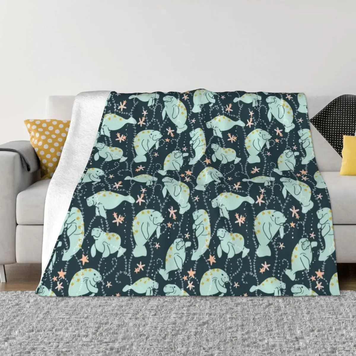 Oh the Hue-Manatee: Teal Throw Blanket Bed linens Hairys Blankets