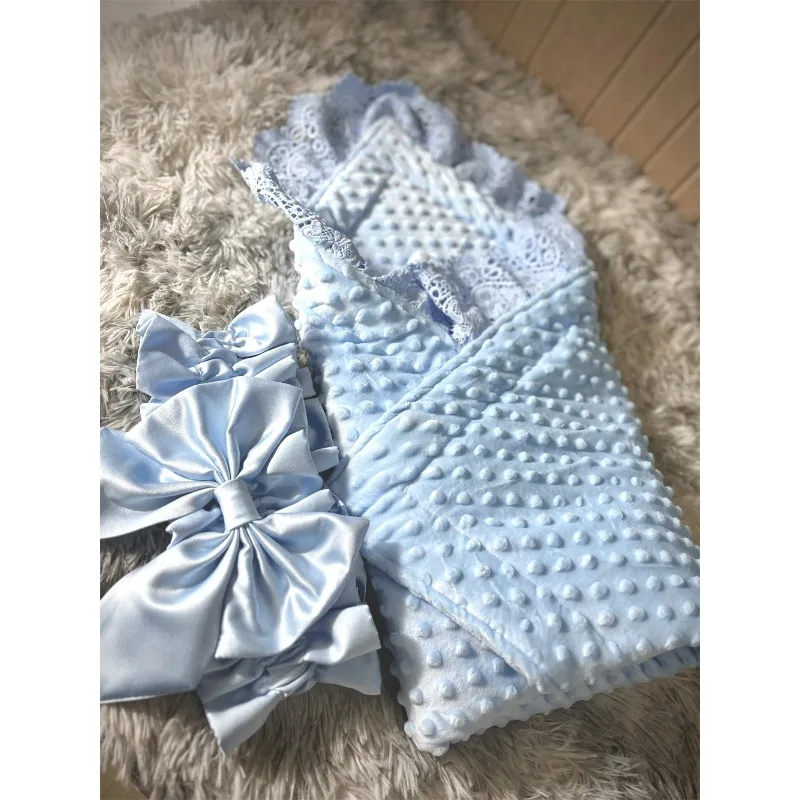 

French Lace Winter Swaddle Blanket - Ultra-Soft Receiving Wrap for Newborn Baby Boys & Girls Photography & Sleeping 크리스마스 아기옷