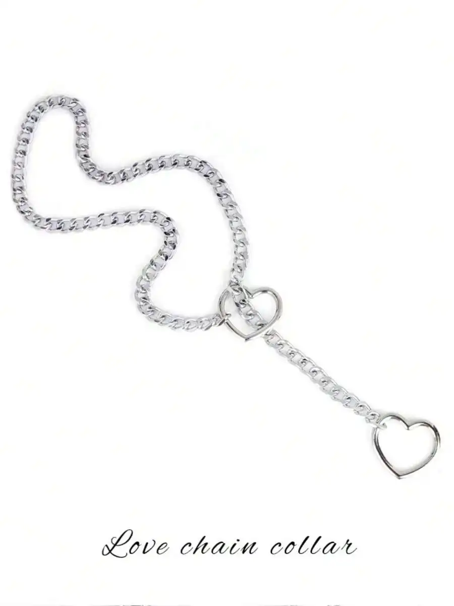 

Heart-Shaped Chain Choker Necklace For Women Punk Metal Body Jewelry
