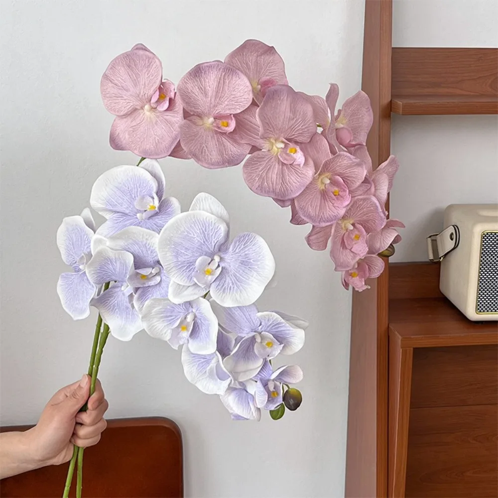 10 Heads Artificial Butterfly Orchid Real Touch Multi Color Fake Phalaenopsis Iron Wire Inner Lining 98cm