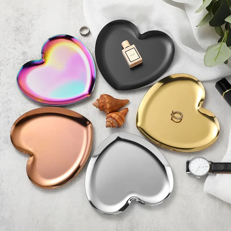 Ins Wind Stainless Steel Lip Jewelry Tray Household Cosmetics Multi-shape Purpose Metal Tray Girls Jewelry Storage Tray in Stock