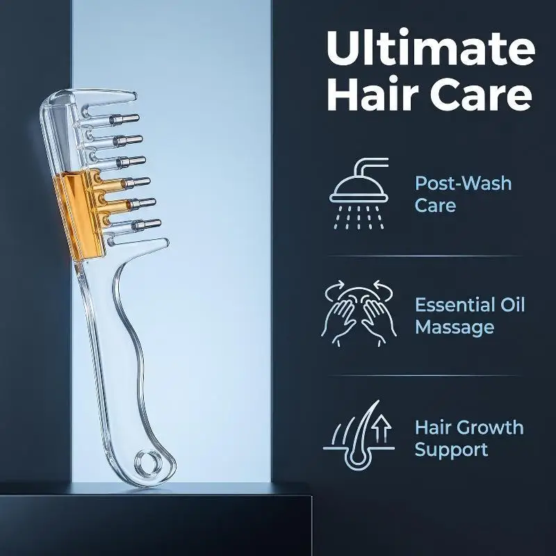 1 Set Crystal Ball-operated Fluid Guide Comb Liquid Comb Built In Liquid Reservoir Teeth For Hair Growth Home Hair Care Tool