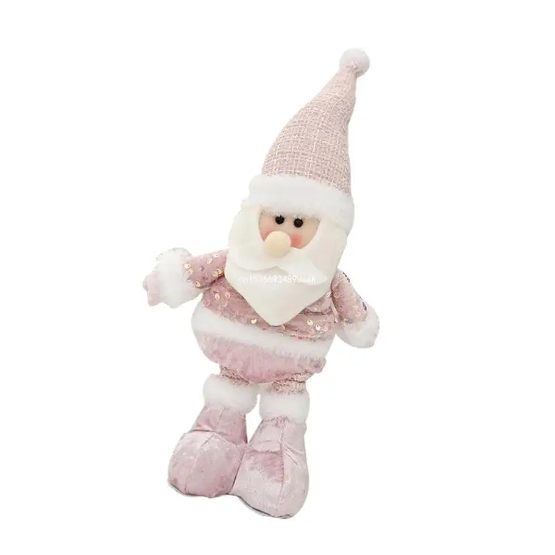 Telescopic ขาตุ๊กตาคริสต์มาส Santa/Snowman/Elk ยืนตุ๊กตาตกแต่ง Tabletop Figures เทศกาลประดับบ้าน