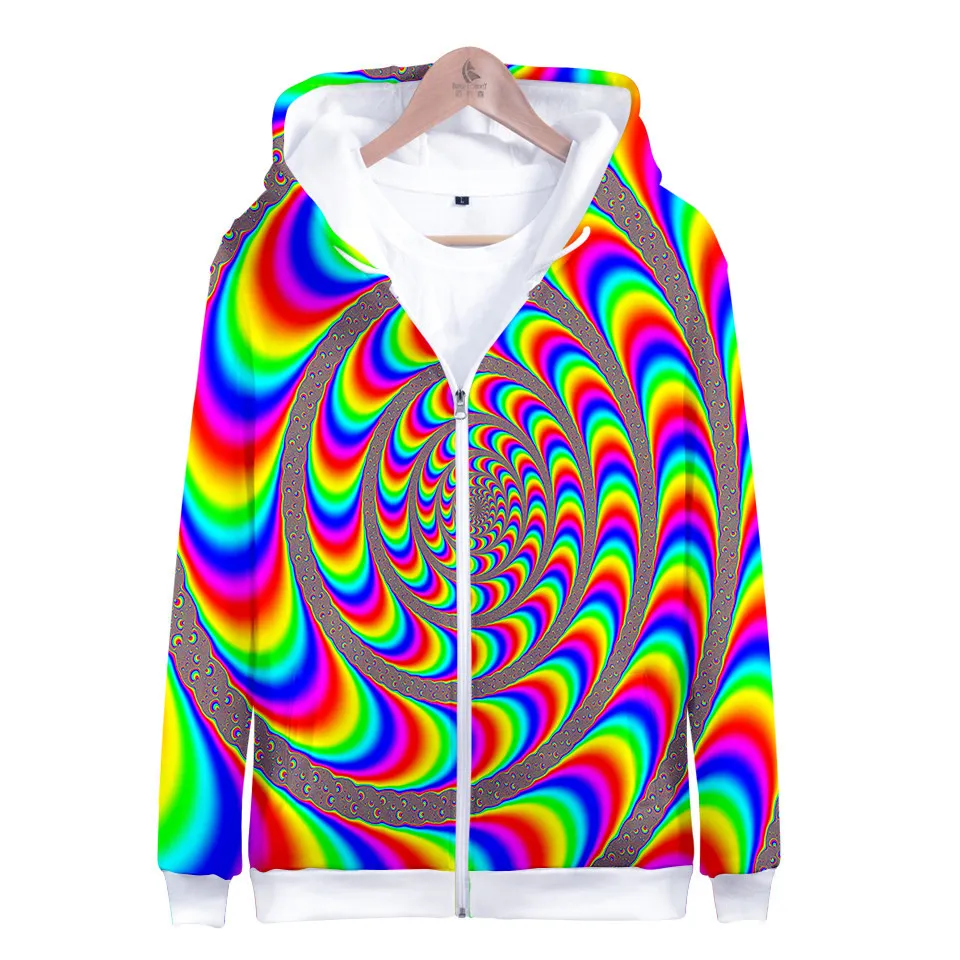 Colorful Spiral Dizzy Pattern Hoodie Men Women Optical Illusion Hoodies Sweatshirt Harajuku Tie Dye Jacket Coat Clothes