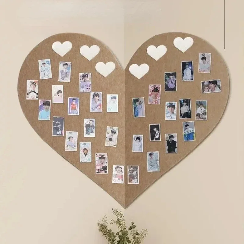 Craftsman Heart Shaped Photos Felt Cork Decorative Wall Stickers Background Message Notes Board Hanging Display Corner Decor