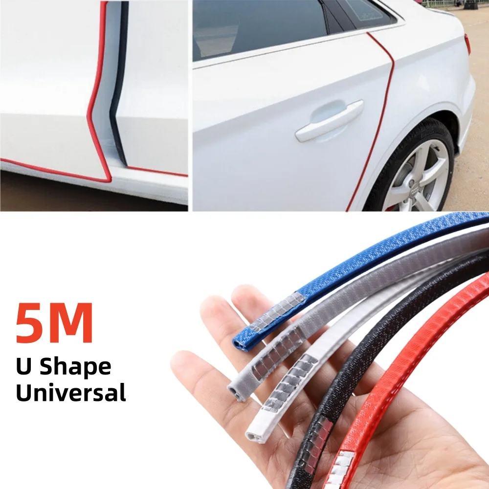 

5m Car Door Anti-collision Strip U Shaped Decorative Strip Anti Rubbing Anti Scratching Edge Sealing Strip Protective Stickers