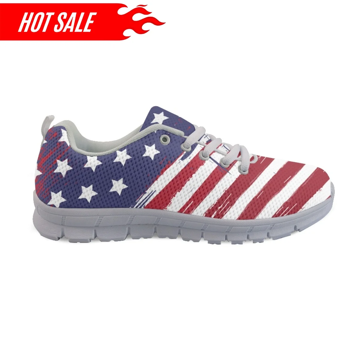 New Style Women's Athletic Shoes Casual Sneakers USA Flag Design Female Casual Flats Shockproof Light Footwear 2023