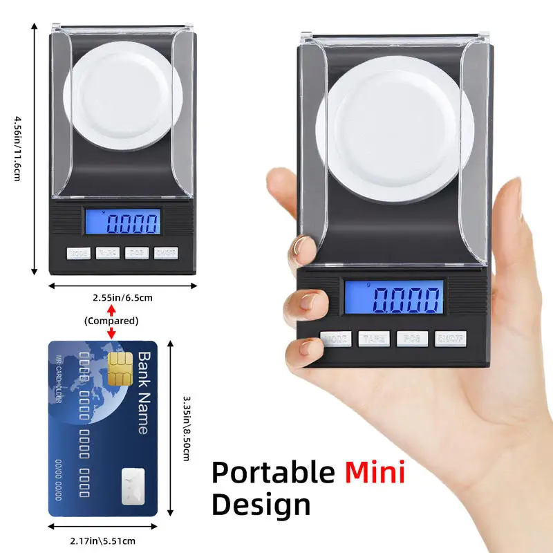 High Precision 0.001g Jewelry Pocket Scale Digital Carat Diamond Milligram Weighing Balance for Ingredients and Gems